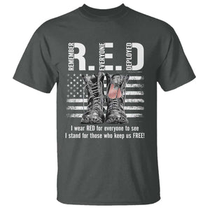 On Friday We Wear Red Military R.E.D Friday T Shirt American Flag TS10 Dark Heather Print Your Wear