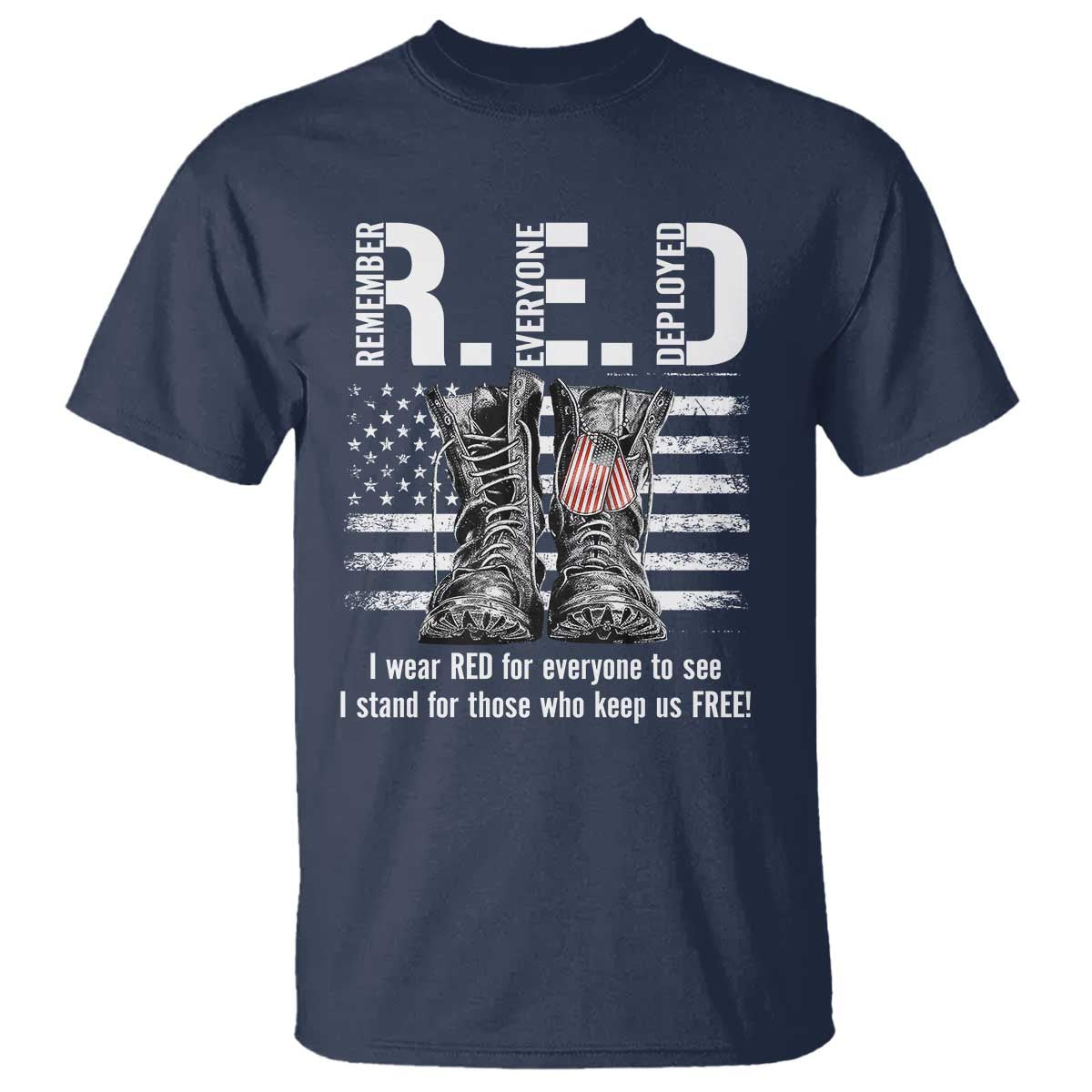 On Friday We Wear Red Military R.E.D Friday T Shirt American Flag TS10 Navy Print Your Wear