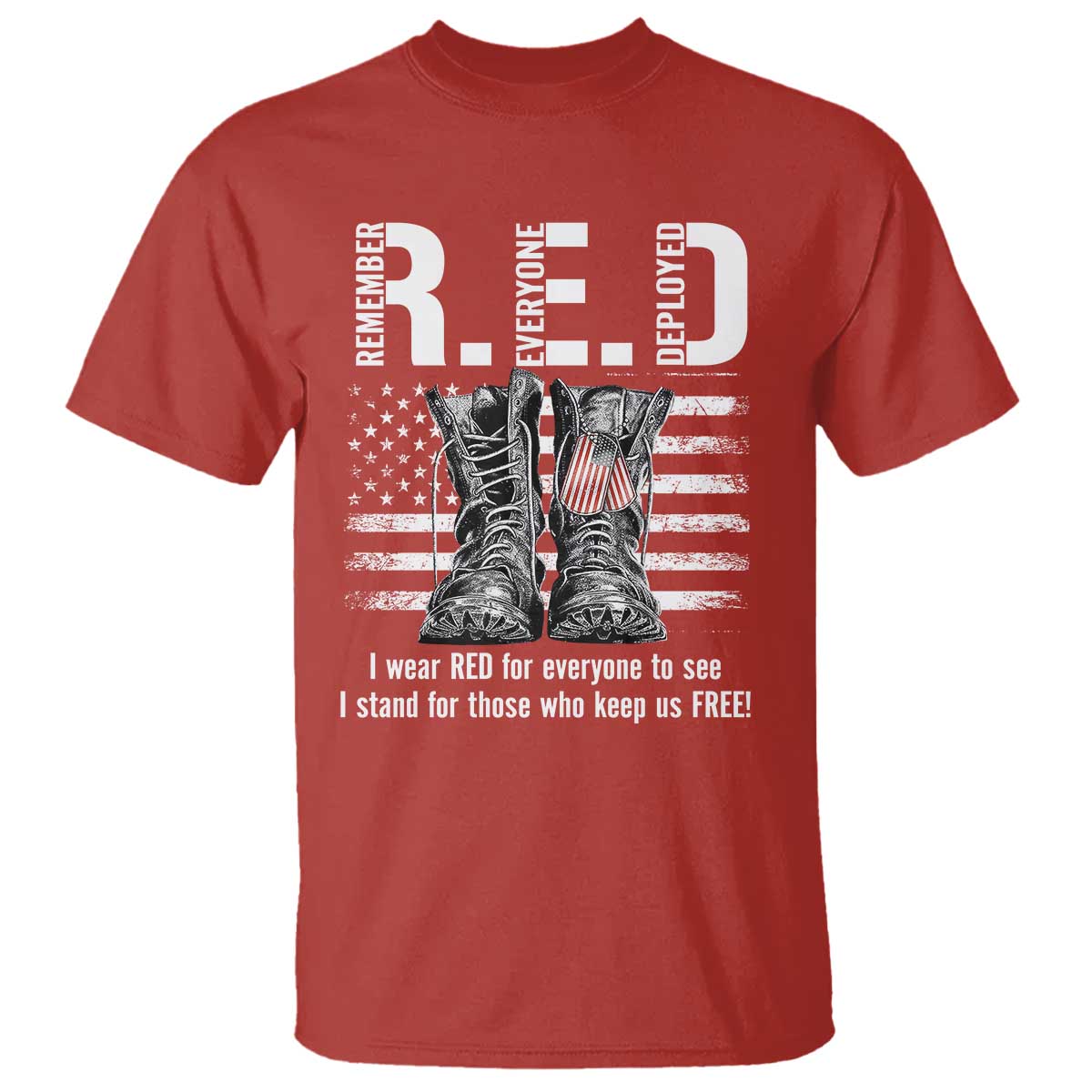 On Friday We Wear Red Military R.E.D Friday T Shirt American Flag TS10 Red Print Your Wear