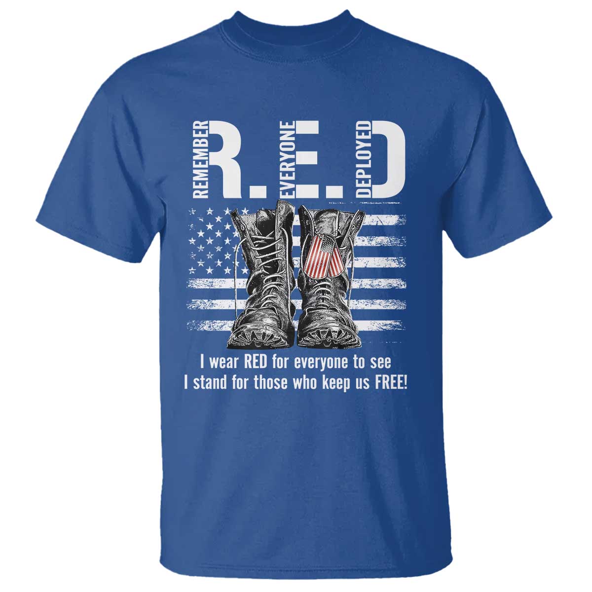 On Friday We Wear Red Military R.E.D Friday T Shirt American Flag TS10 Royal Blue Print Your Wear
