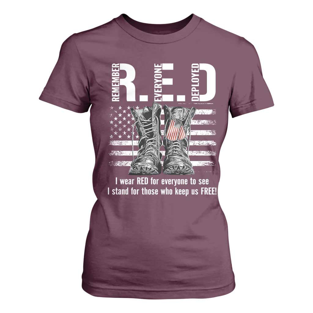 On Friday We Wear Red Military R.E.D Friday T Shirt For Women American Flag TS10 Maroon Print Your Wear