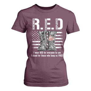 On Friday We Wear Red Military R.E.D Friday T Shirt For Women American Flag TS10 Maroon Print Your Wear