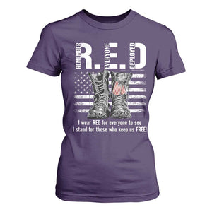 On Friday We Wear Red Military R.E.D Friday T Shirt For Women American Flag TS10 Purple Print Your Wear