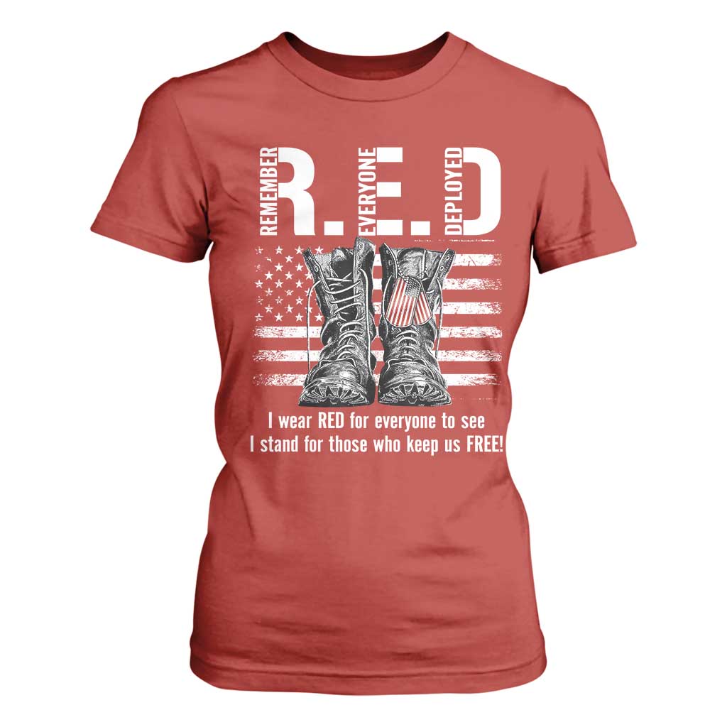 On Friday We Wear Red Military R.E.D Friday T Shirt For Women American Flag TS10 Red Print Your Wear