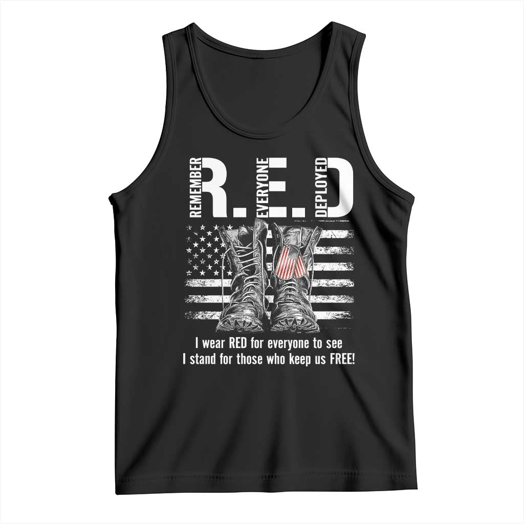 On Friday We Wear Red Military R.E.D Friday Tank Top American Flag TS10 Black Print Your Wear