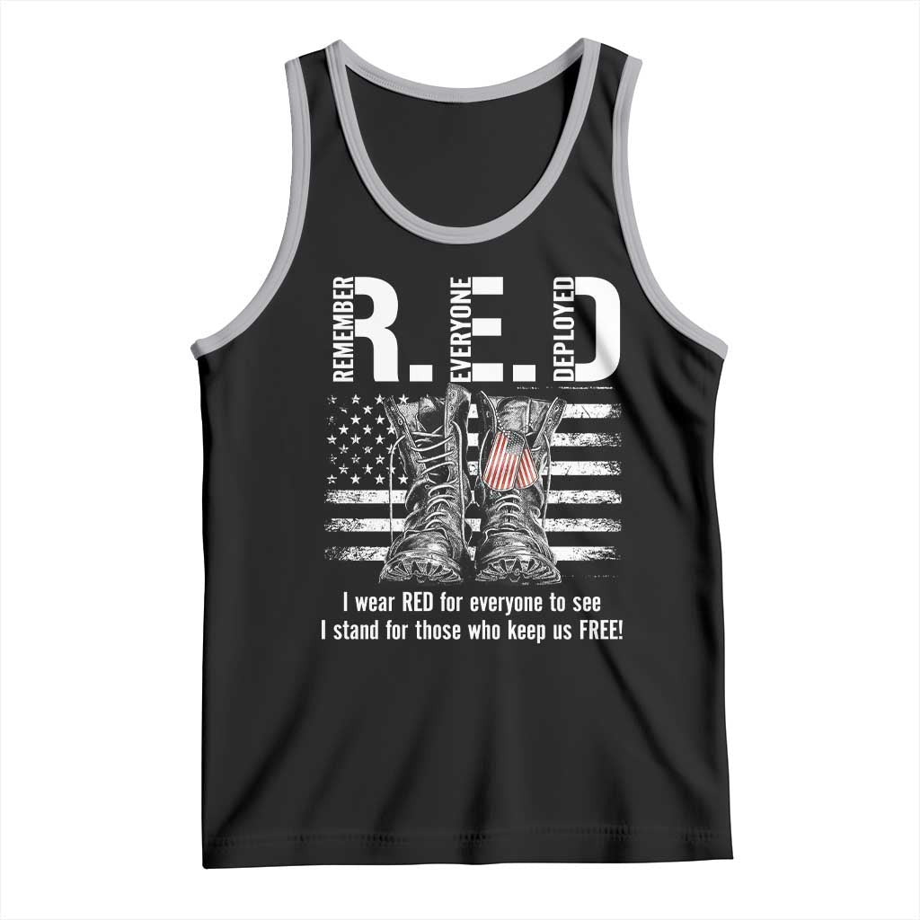 On Friday We Wear Red Military R.E.D Friday Tank Top American Flag TS10 Black Athletic Heather Print Your Wear