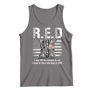On Friday We Wear Red Military R.E.D Friday Tank Top American Flag TS10 Deep Heather Print Your Wear