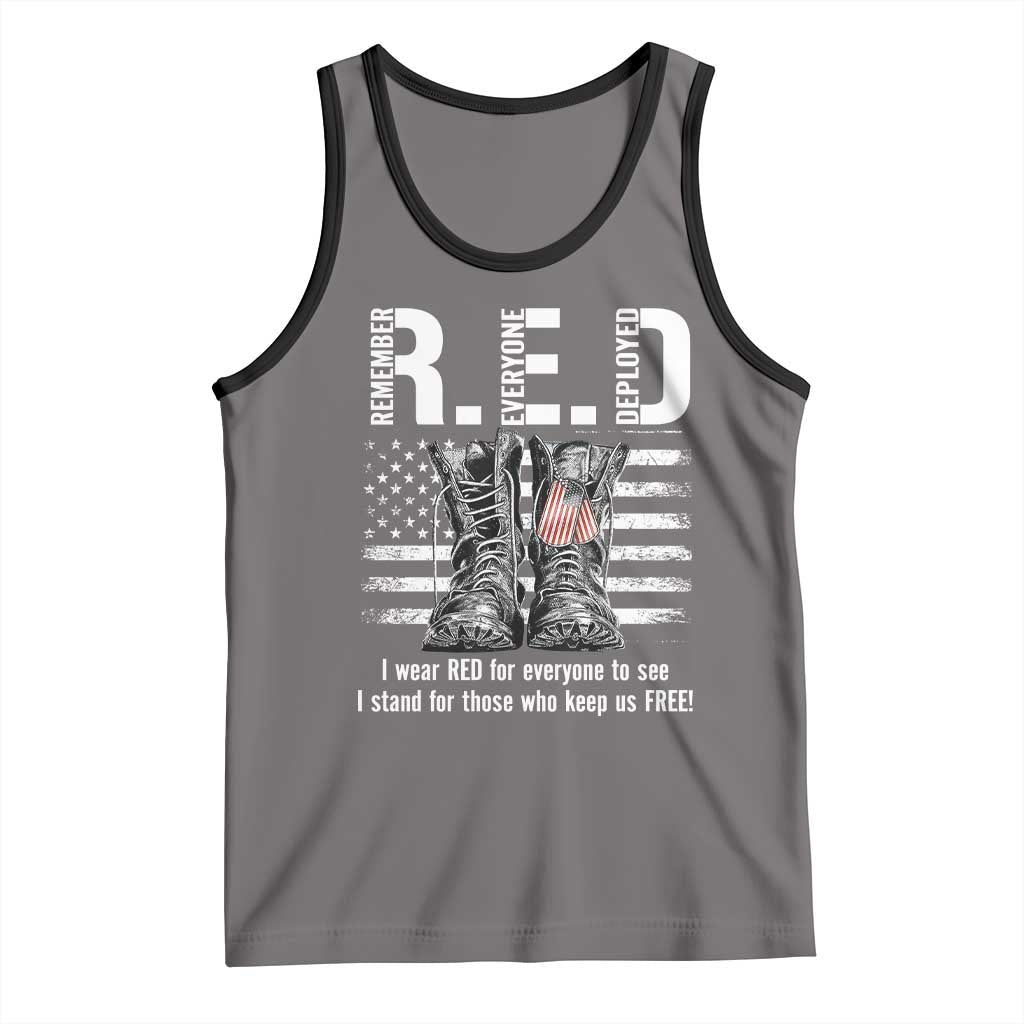 On Friday We Wear Red Military R.E.D Friday Tank Top American Flag TS10 Deep Heather Black Print Your Wear