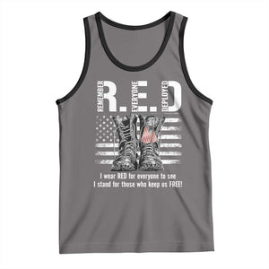 On Friday We Wear Red Military R.E.D Friday Tank Top American Flag TS10 Deep Heather Black Print Your Wear