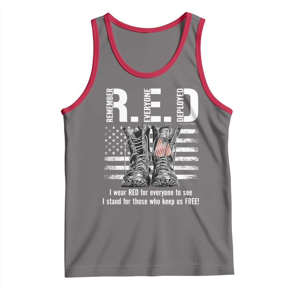 On Friday We Wear Red Military R.E.D Friday Tank Top American Flag TS10 Deep Heather Red Print Your Wear