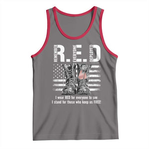 On Friday We Wear Red Military R.E.D Friday Tank Top American Flag TS10 Deep Heather Red Print Your Wear