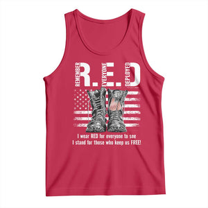 On Friday We Wear Red Military R.E.D Friday Tank Top American Flag TS10 Red Print Your Wear