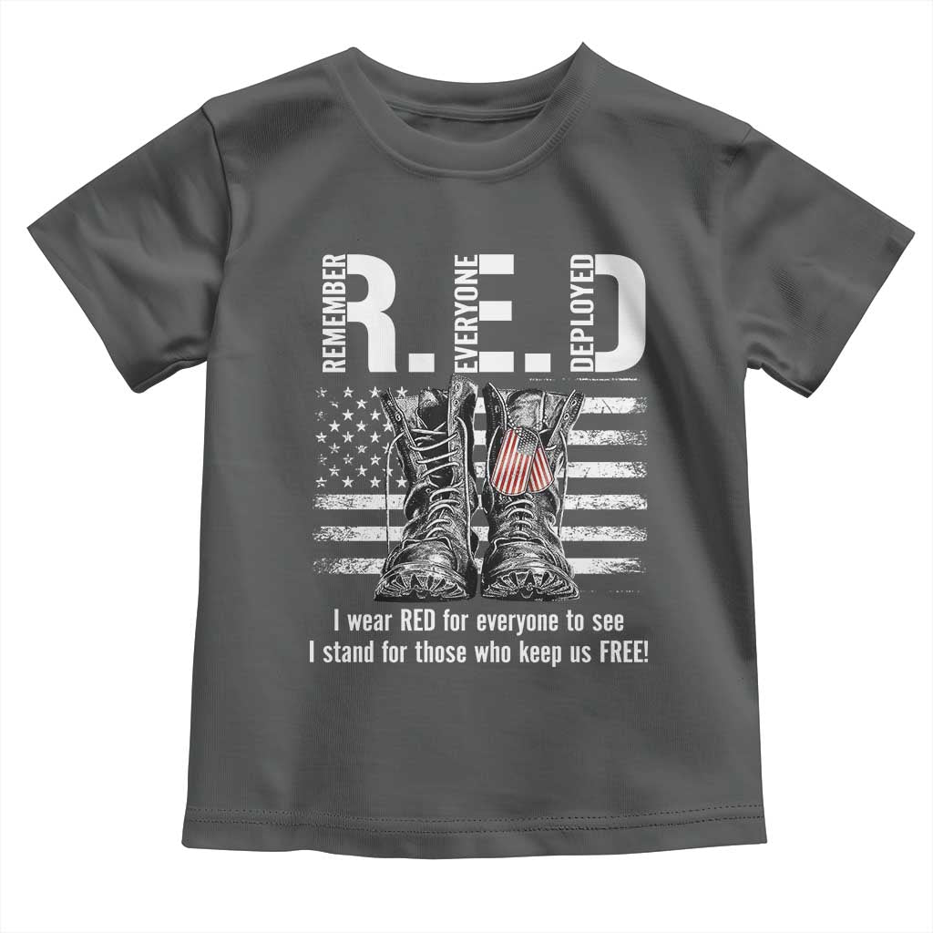 On Friday We Wear Red Military R.E.D Friday Toddler T Shirt American Flag TS10 Dark Heather Print Your Wear