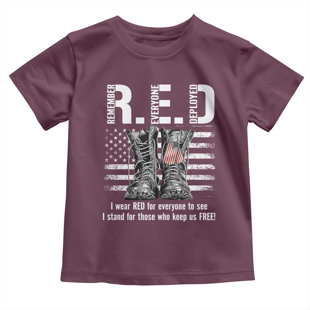 On Friday We Wear Red Military R.E.D Friday Toddler T Shirt American Flag TS10 Maroon Print Your Wear