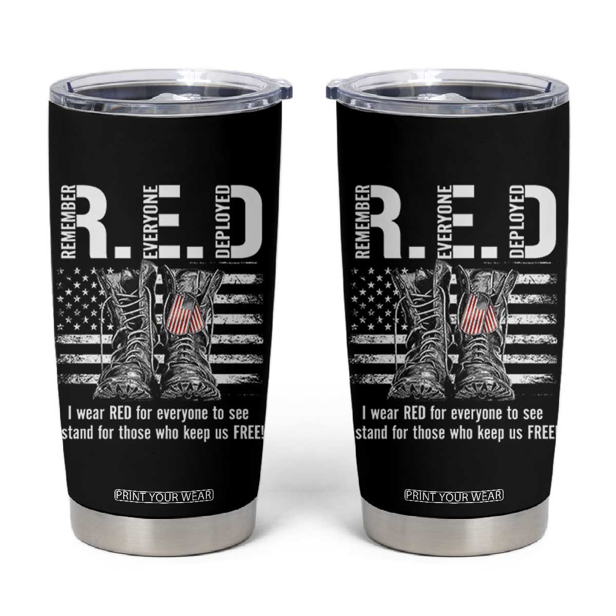 On Friday We Wear Red Military R.E.D Friday Tumbler Cup American Flag TS10 Black Print Your Wear