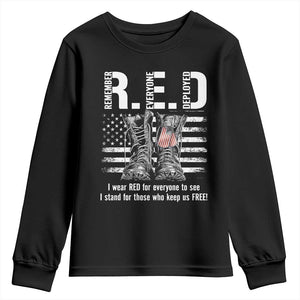 On Friday We Wear Red Military R.E.D Friday Youth Sweatshirt American Flag TS10 Black Print Your Wear