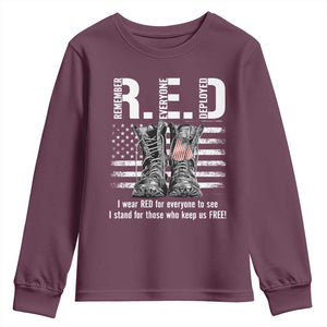 On Friday We Wear Red Military R.E.D Friday Youth Sweatshirt American Flag TS10 Maroon Print Your Wear