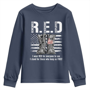 On Friday We Wear Red Military R.E.D Friday Youth Sweatshirt American Flag TS10 Navy Print Your Wear