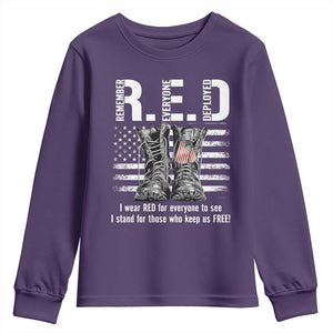 On Friday We Wear Red Military R.E.D Friday Youth Sweatshirt American Flag TS10 Purple Print Your Wear
