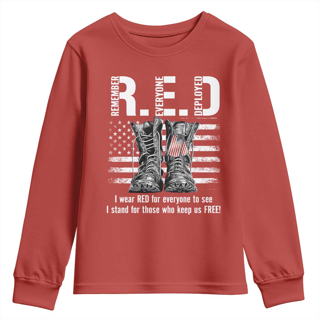 On Friday We Wear Red Military R.E.D Friday Youth Sweatshirt American Flag TS10 Red Print Your Wear