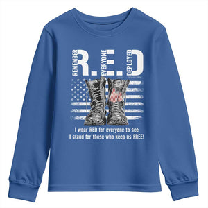 On Friday We Wear Red Military R.E.D Friday Youth Sweatshirt American Flag TS10 Royal Blue Print Your Wear