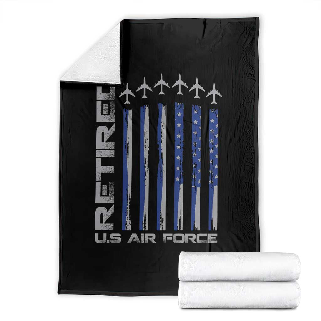 Retired US Air Force Throw Blanket Vintage USAF Veteran USA Flag TS10 Black Print Your Wear