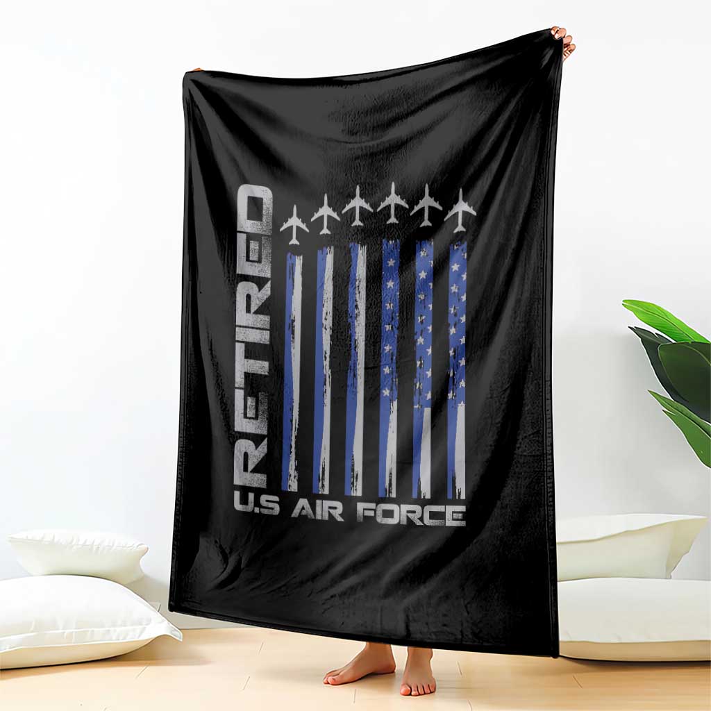 Retired US Air Force Throw Blanket Vintage USAF Veteran USA Flag TS10 Print Your Wear