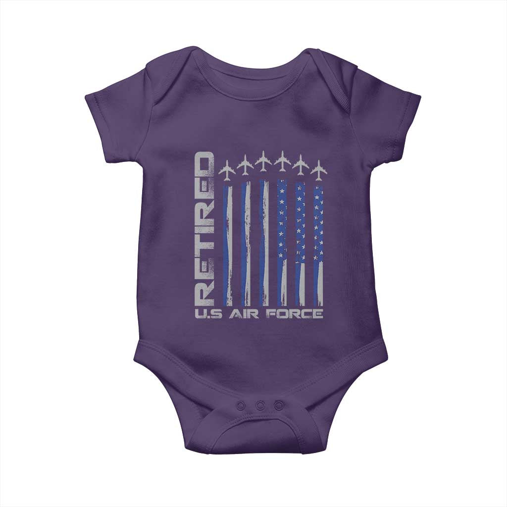Retired US Air Force Baby Onesie Vintage USAF Veteran USA Flag TS10 Purple Print Your Wear
