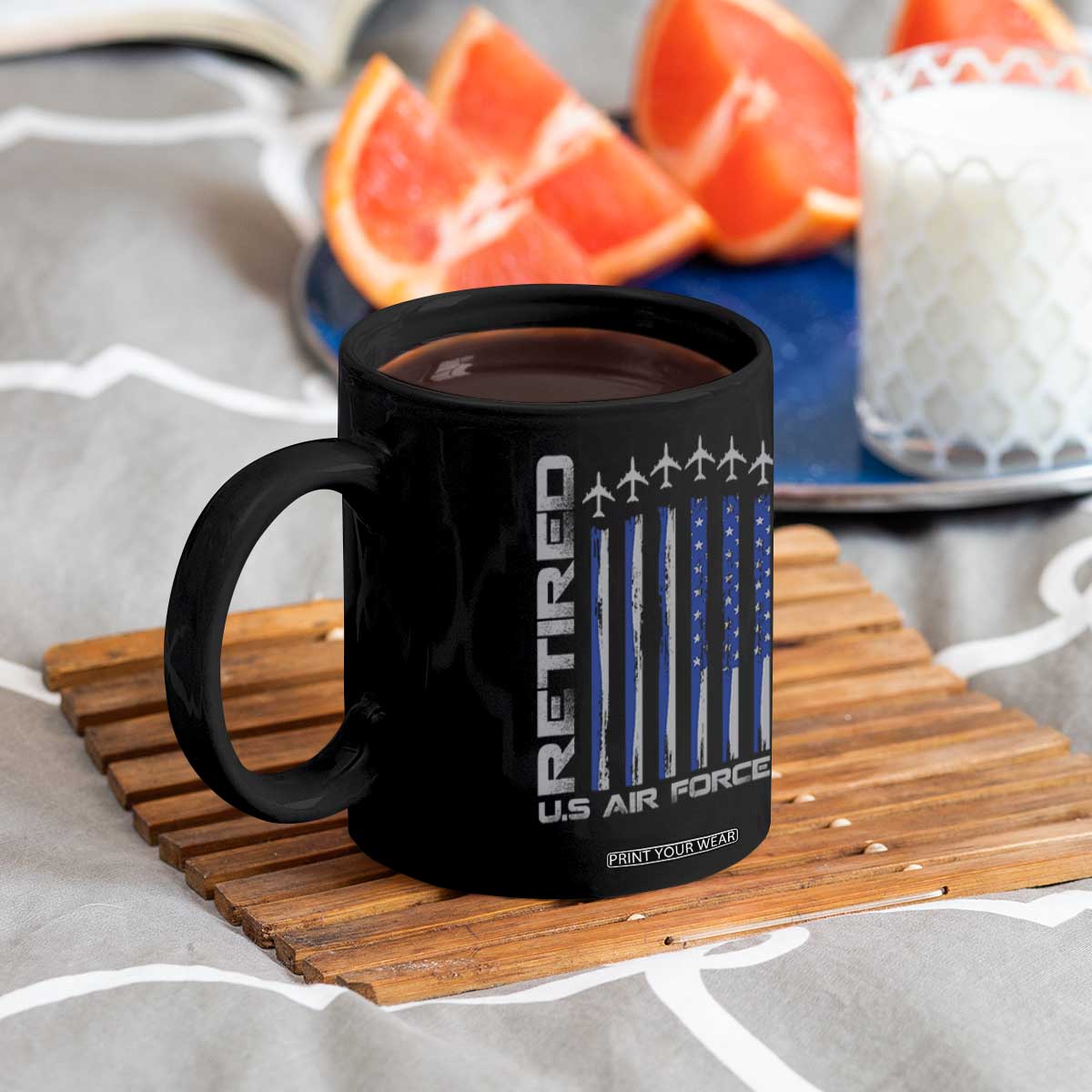 Retired US Air Force Coffee Mug Vintage USAF Veteran USA Flag TS10 Print Your Wear
