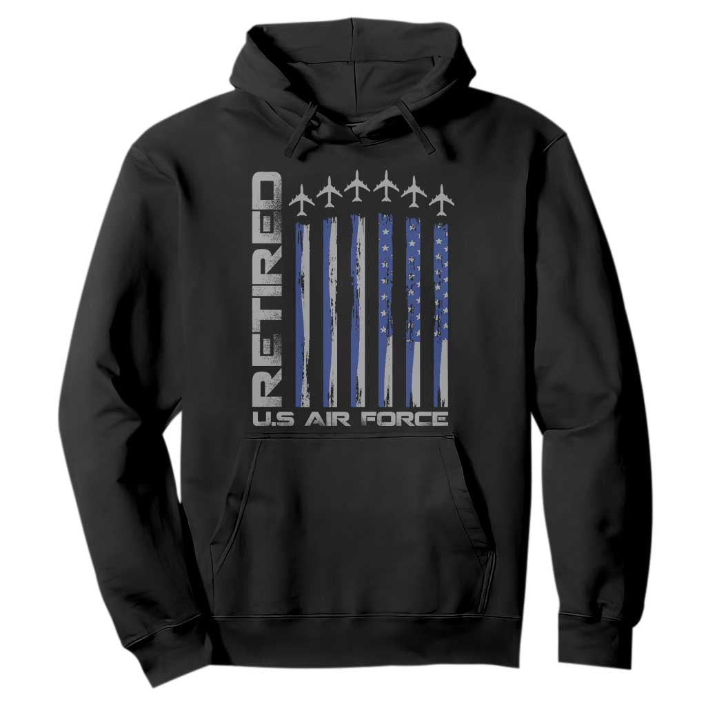Retired US Air Force Hoodie Vintage USAF Veteran USA Flag TS10 Black Print Your Wear