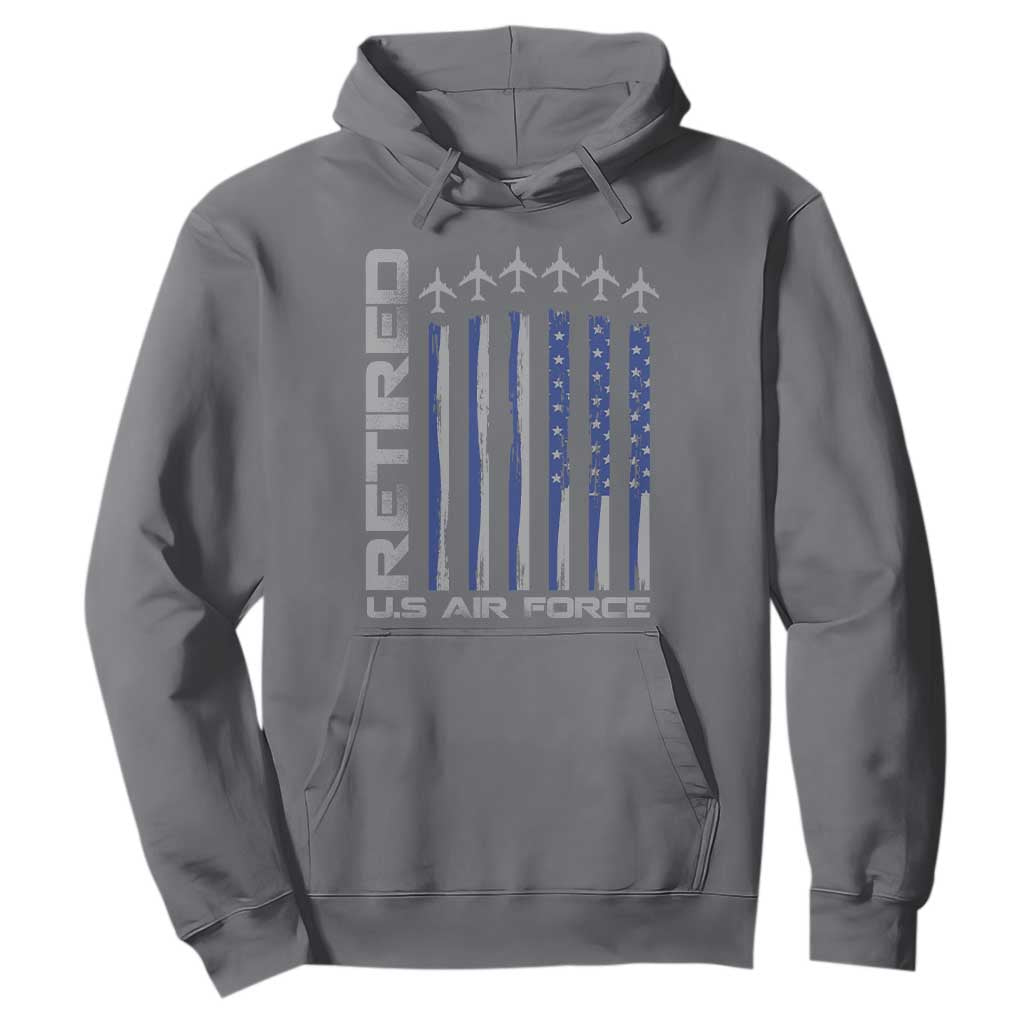 Retired US Air Force Hoodie Vintage USAF Veteran USA Flag TS10 Charcoal Print Your Wear