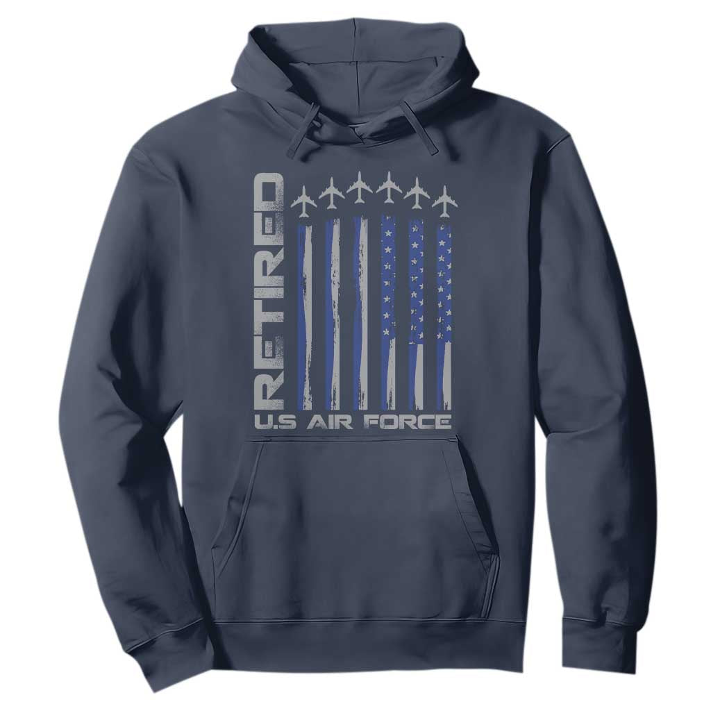 Retired US Air Force Hoodie Vintage USAF Veteran USA Flag TS10 Navy Print Your Wear