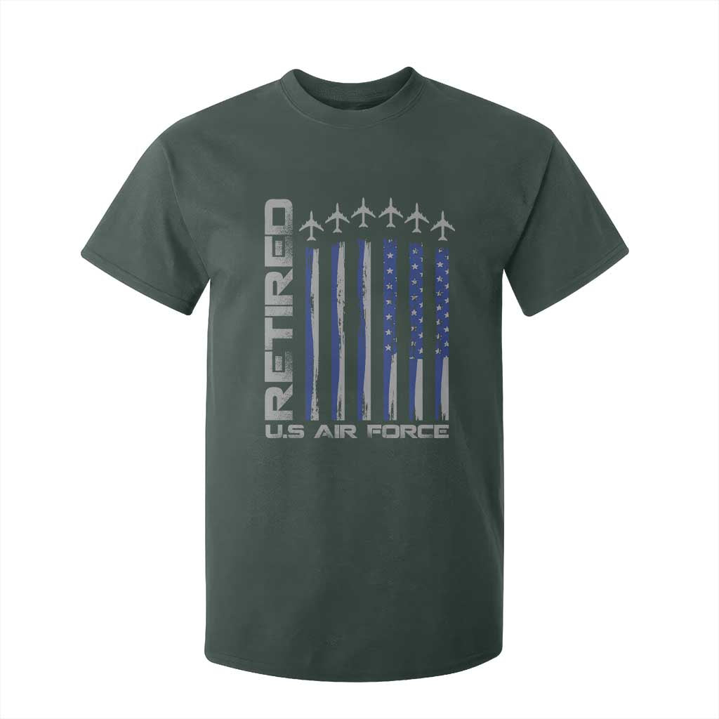 Retired US Air Force T Shirt For Kid Vintage USAF Veteran USA Flag TS10 Dark Forest Green Print Your Wear