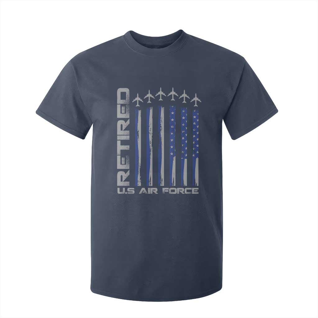 Retired US Air Force T Shirt For Kid Vintage USAF Veteran USA Flag TS10 Navy Print Your Wear