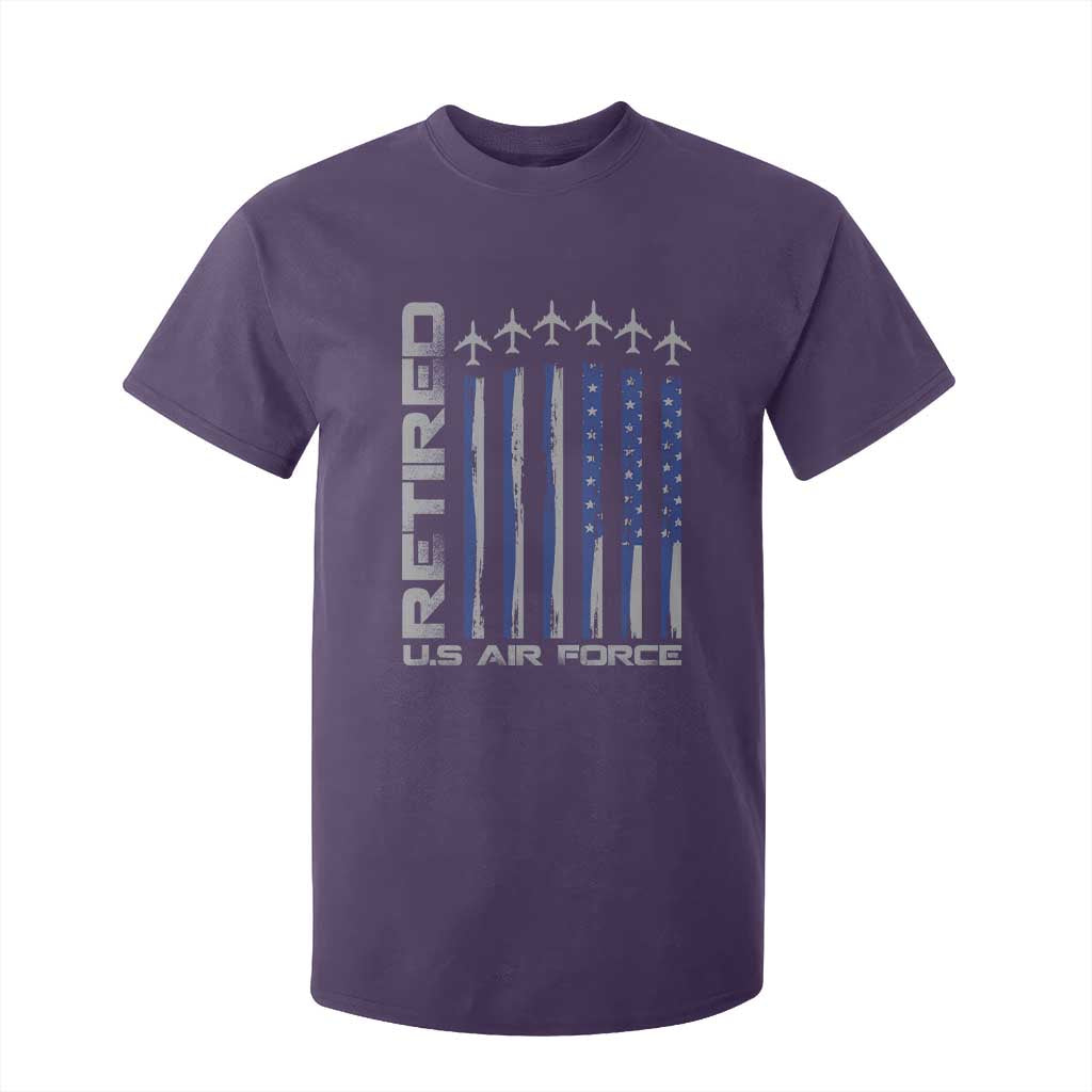 Retired US Air Force T Shirt For Kid Vintage USAF Veteran USA Flag TS10 Purple Print Your Wear