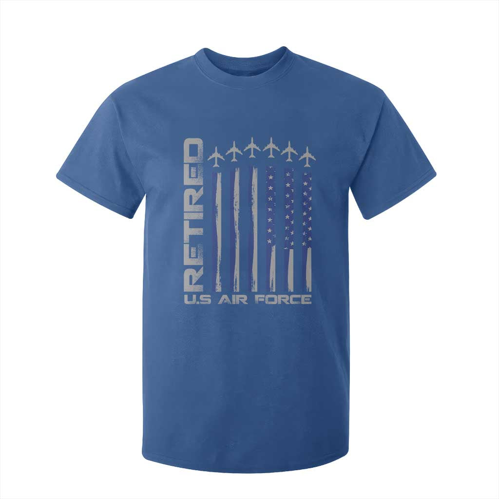Retired US Air Force T Shirt For Kid Vintage USAF Veteran USA Flag TS10 Royal Blue Print Your Wear