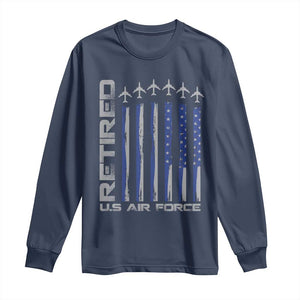 Retired US Air Force Long Sleeve Shirt Vintage USAF Veteran USA Flag TS10 Navy Print Your Wear