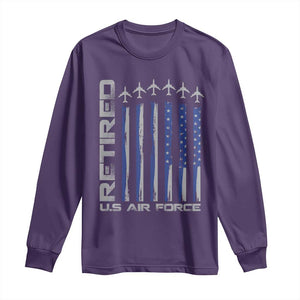 Retired US Air Force Long Sleeve Shirt Vintage USAF Veteran USA Flag TS10 Purple Print Your Wear