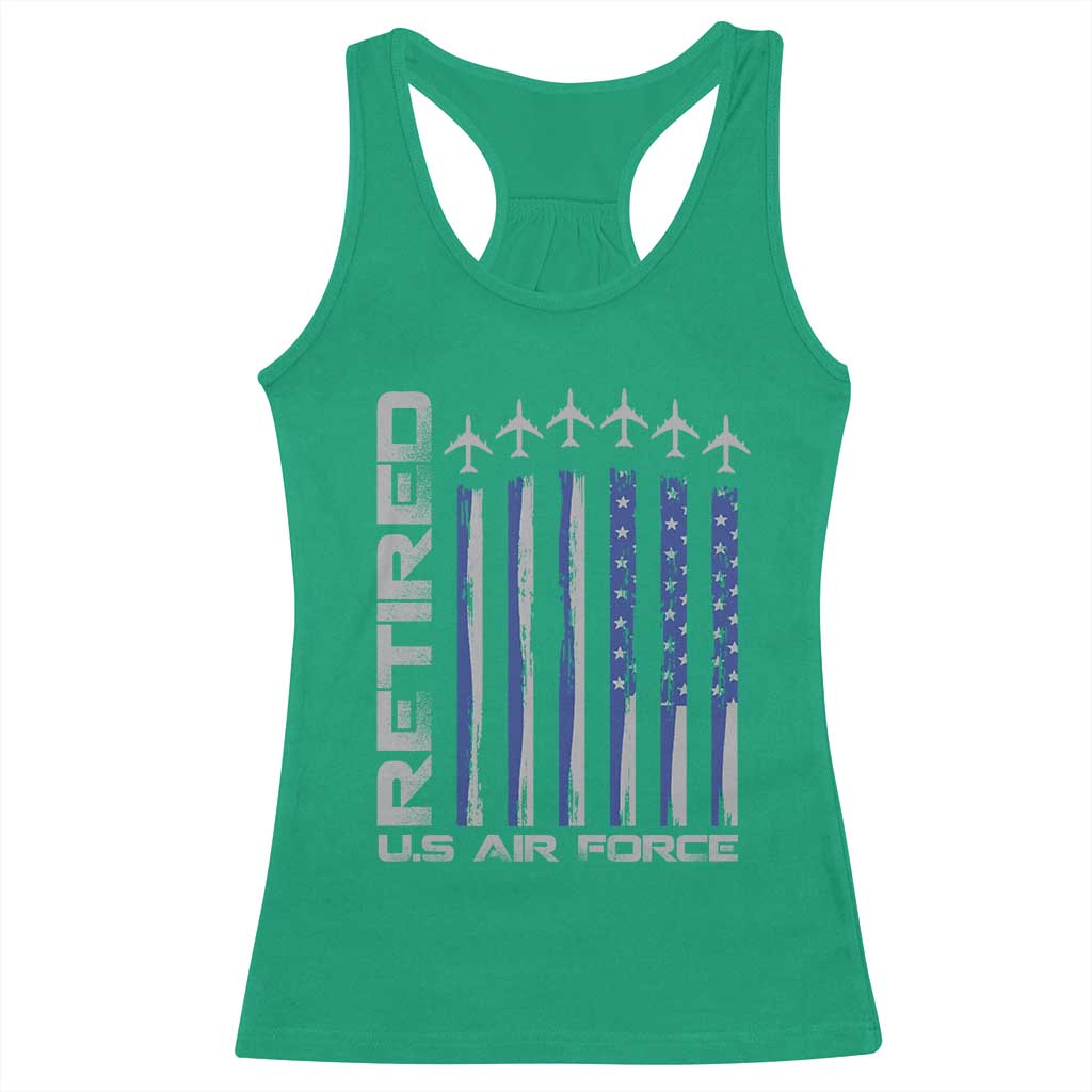 Retired US Air Force Racerback Tank Top Vintage USAF Veteran USA Flag TS10 Irish Green Print Your Wear