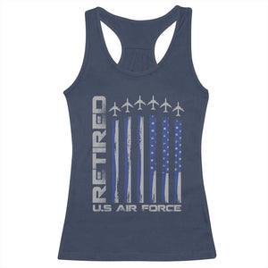 Retired US Air Force Racerback Tank Top Vintage USAF Veteran USA Flag TS10 Navy Print Your Wear