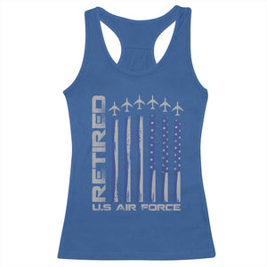 Retired US Air Force Racerback Tank Top Vintage USAF Veteran USA Flag TS10 Royal Blue Print Your Wear
