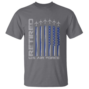 Retired US Air Force T Shirt Vintage USAF Veteran USA Flag TS10 Charcoal Print Your Wear