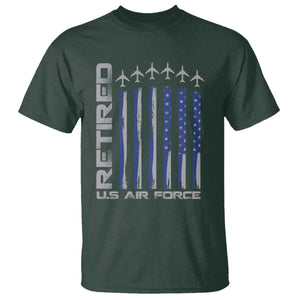 Retired US Air Force T Shirt Vintage USAF Veteran USA Flag TS10 Dark Forest Green Print Your Wear