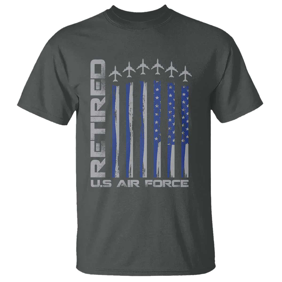 Retired US Air Force T Shirt Vintage USAF Veteran USA Flag TS10 Dark Heather Print Your Wear