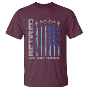 Retired US Air Force T Shirt Vintage USAF Veteran USA Flag TS10 Maroon Print Your Wear