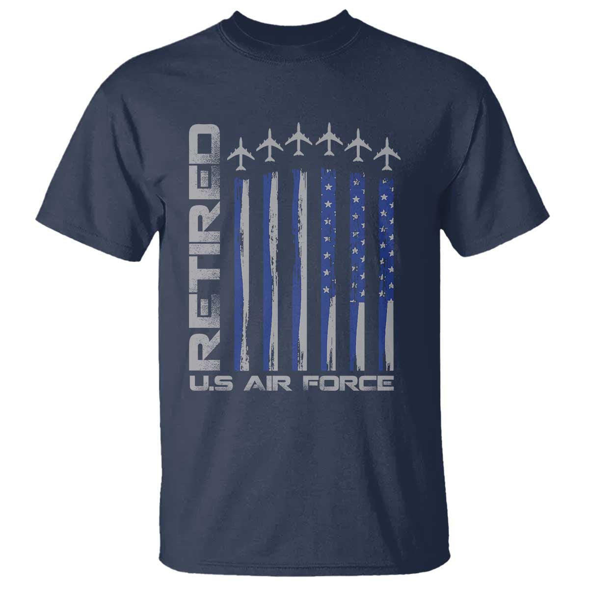 Retired US Air Force T Shirt Vintage USAF Veteran USA Flag TS10 Navy Print Your Wear