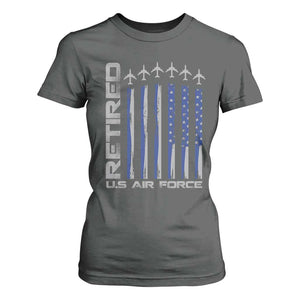 Retired US Air Force T Shirt For Women Vintage USAF Veteran USA Flag TS10 Dark Heather Print Your Wear
