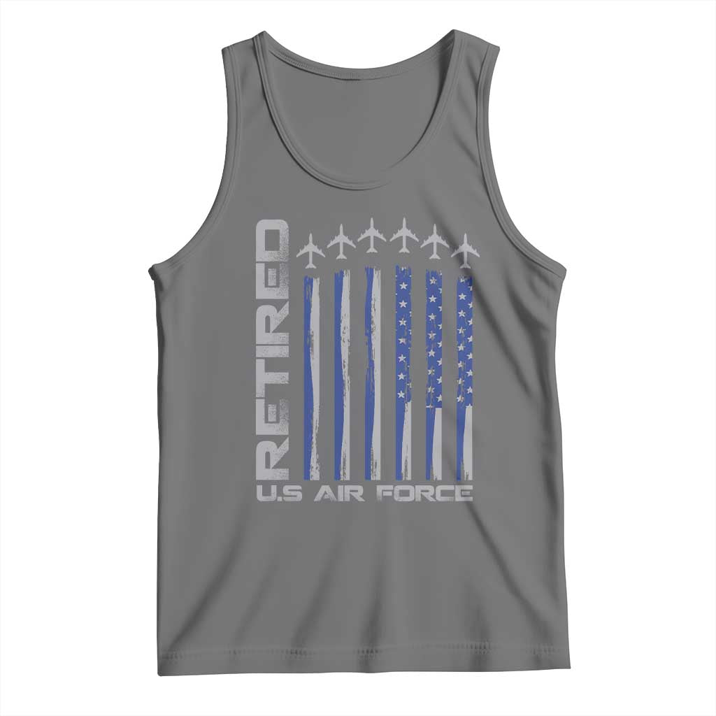 Retired US Air Force Tank Top Vintage USAF Veteran USA Flag TS10 Black Heather Print Your Wear
