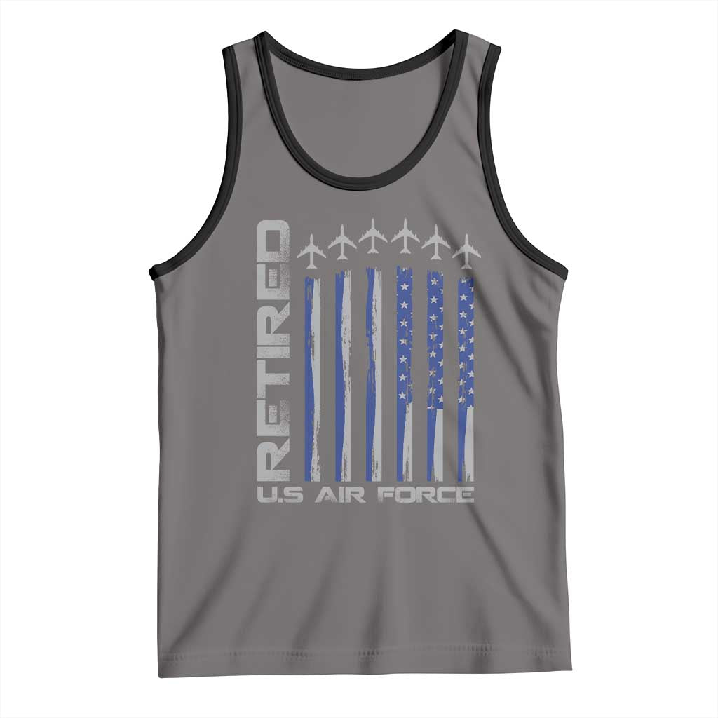 Retired US Air Force Tank Top Vintage USAF Veteran USA Flag TS10 Deep Heather Black Print Your Wear