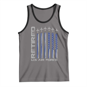 Retired US Air Force Tank Top Vintage USAF Veteran USA Flag TS10 Deep Heather Black Print Your Wear
